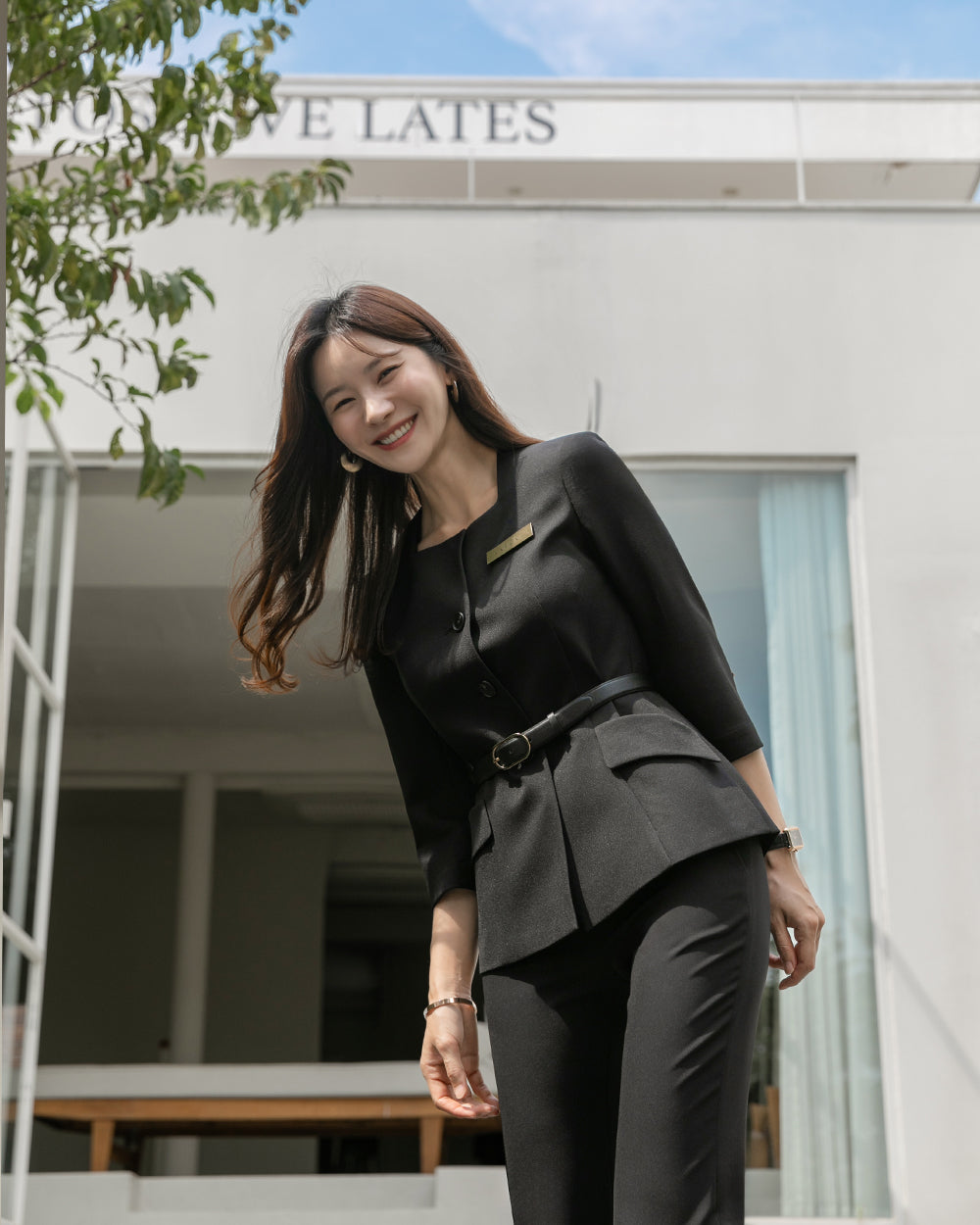 リクルートAllure three-quarter sleeve BLACK着用イメージ