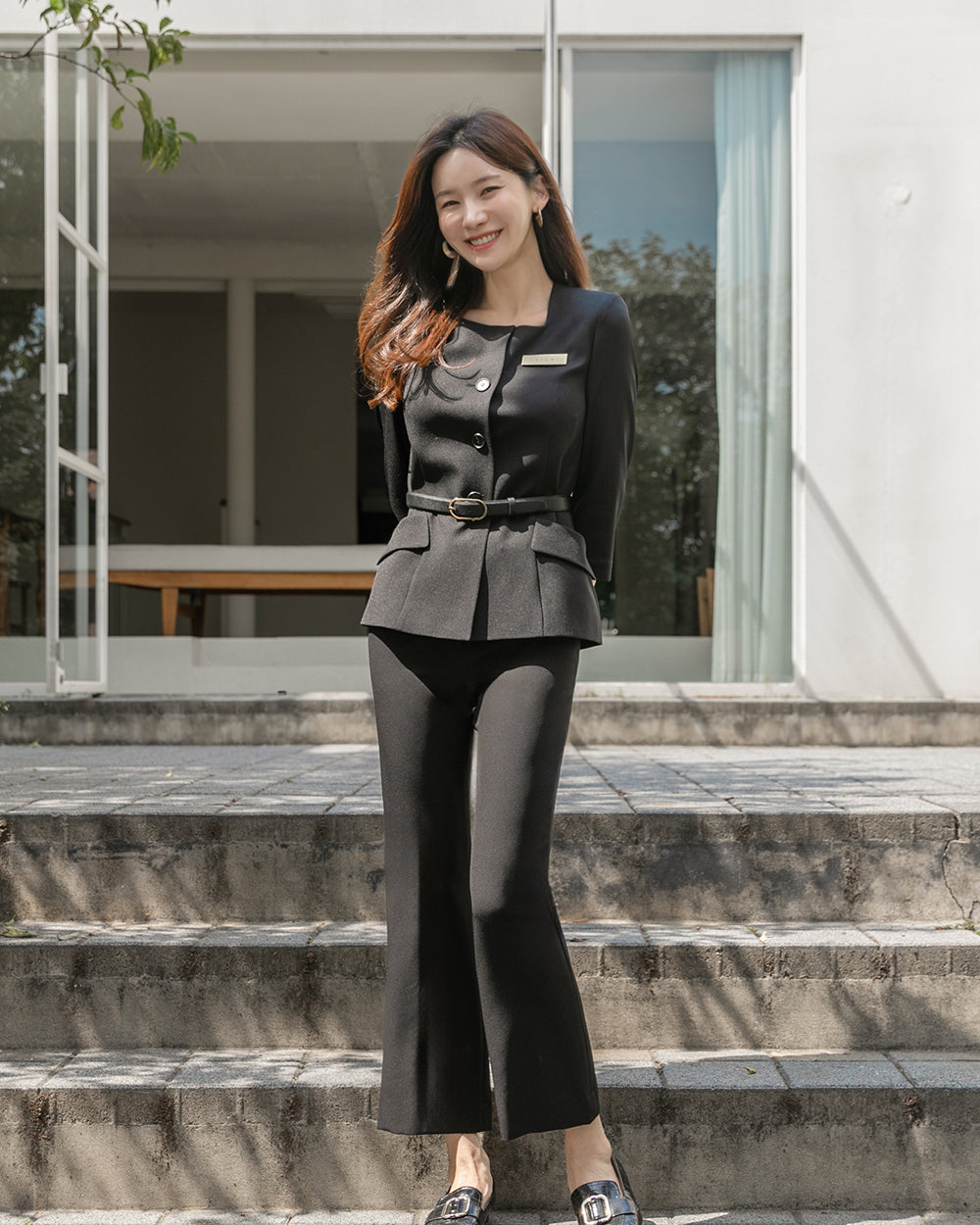 リクルートAllure three-quarter sleeve BLACK全身
