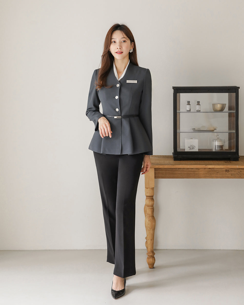 リクルートNoten long sleeve GRAY前面, 着用イメージ, 全身