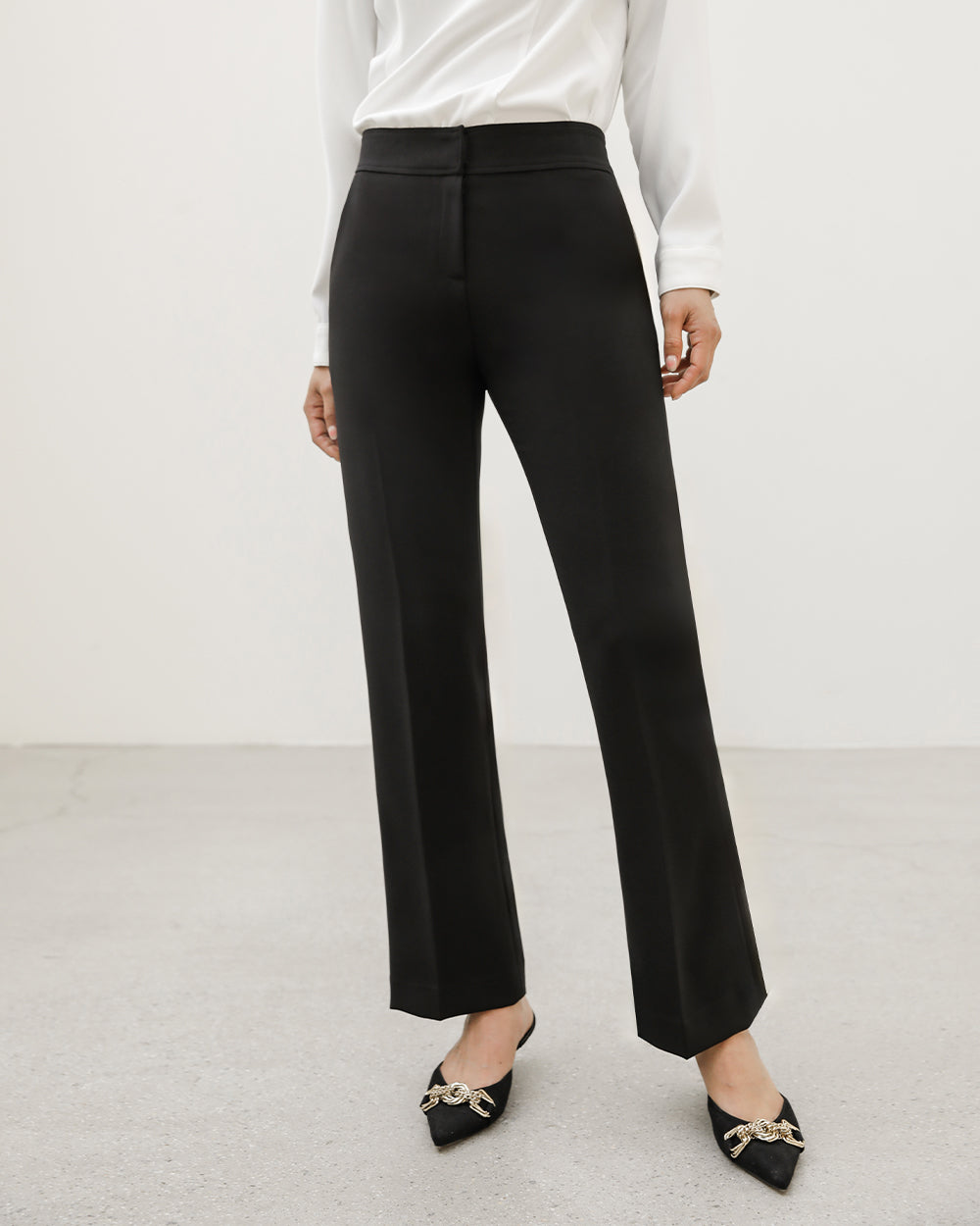 クリニック制服pants BLACKフロント, シルエット
