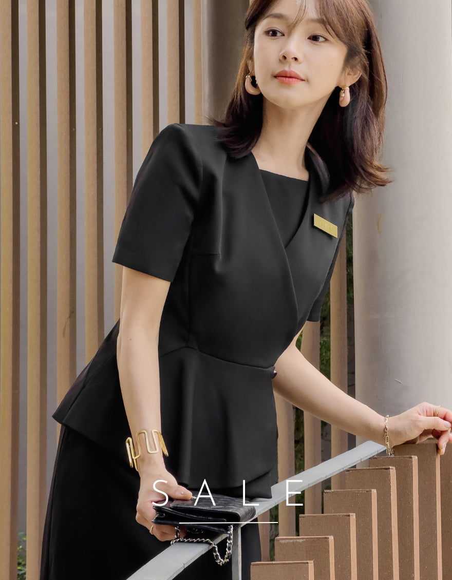 クリニック制服Martini short sleeve BLACK横向き