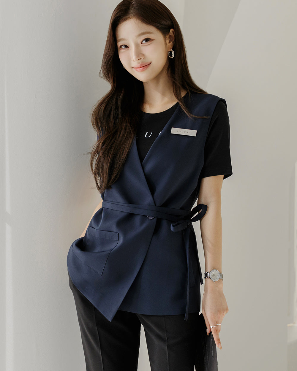 美容サロン制服Tessi vest NAVY前面