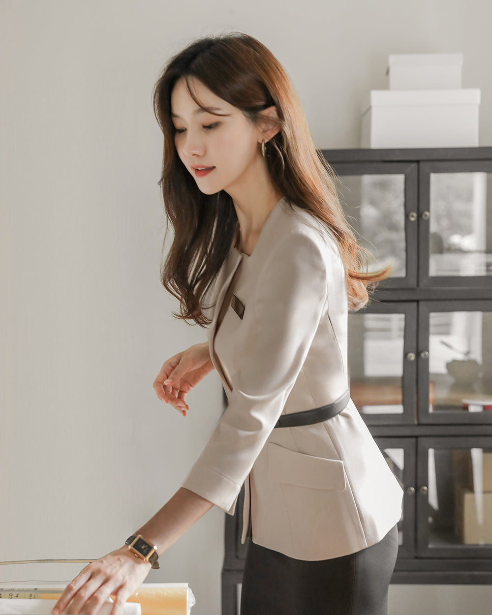 リクルートAllure three-quarter sleeve BEIGEサイド