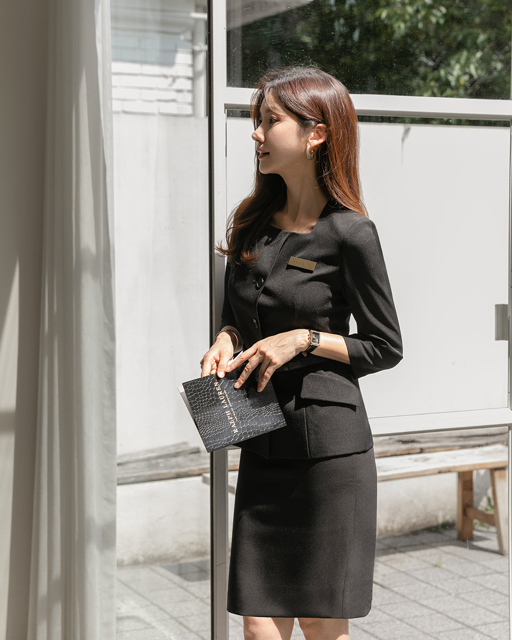 リクルートAllure three-quarter sleeve BLACKサイド