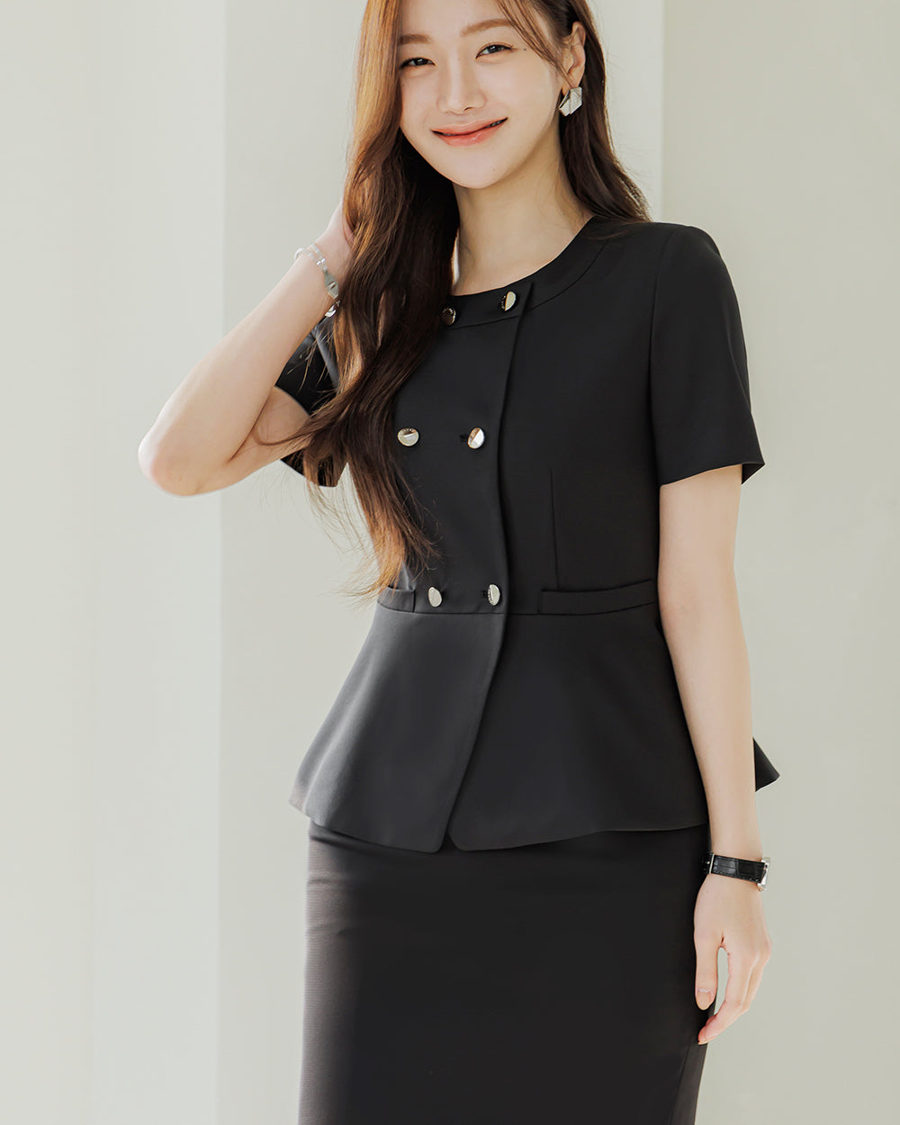 美容サロン制服At short sleeve BLACKサイド
