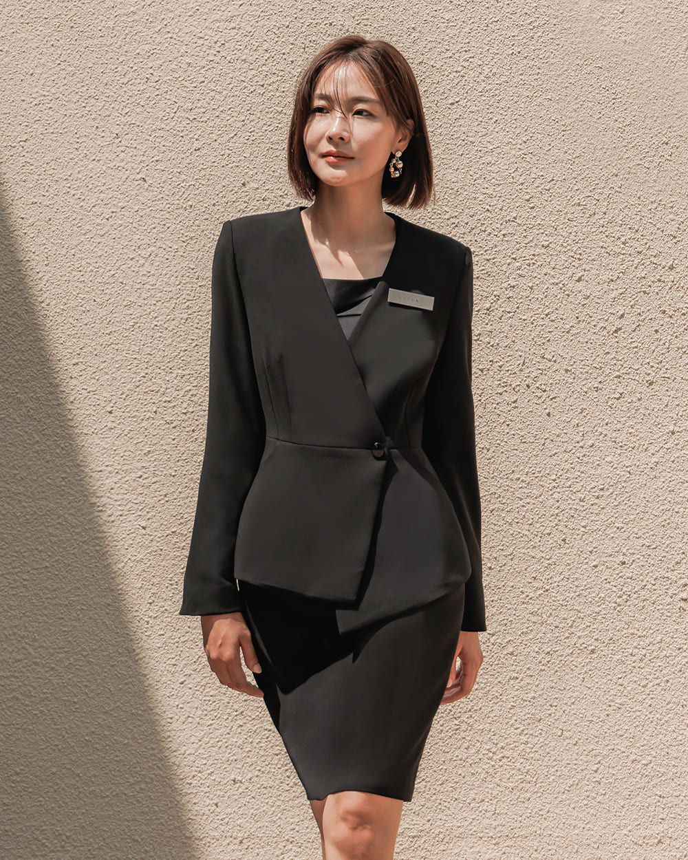 リクルートSimon long sleeve BLACK正面, 着用イメージ