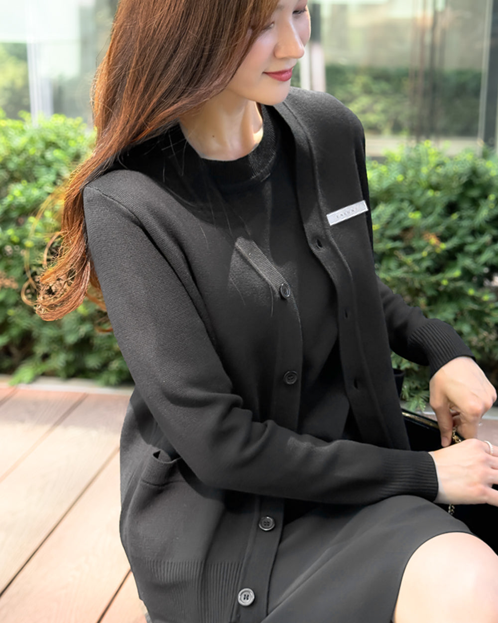クリニック制服V NECK cardigan BLACKサイド