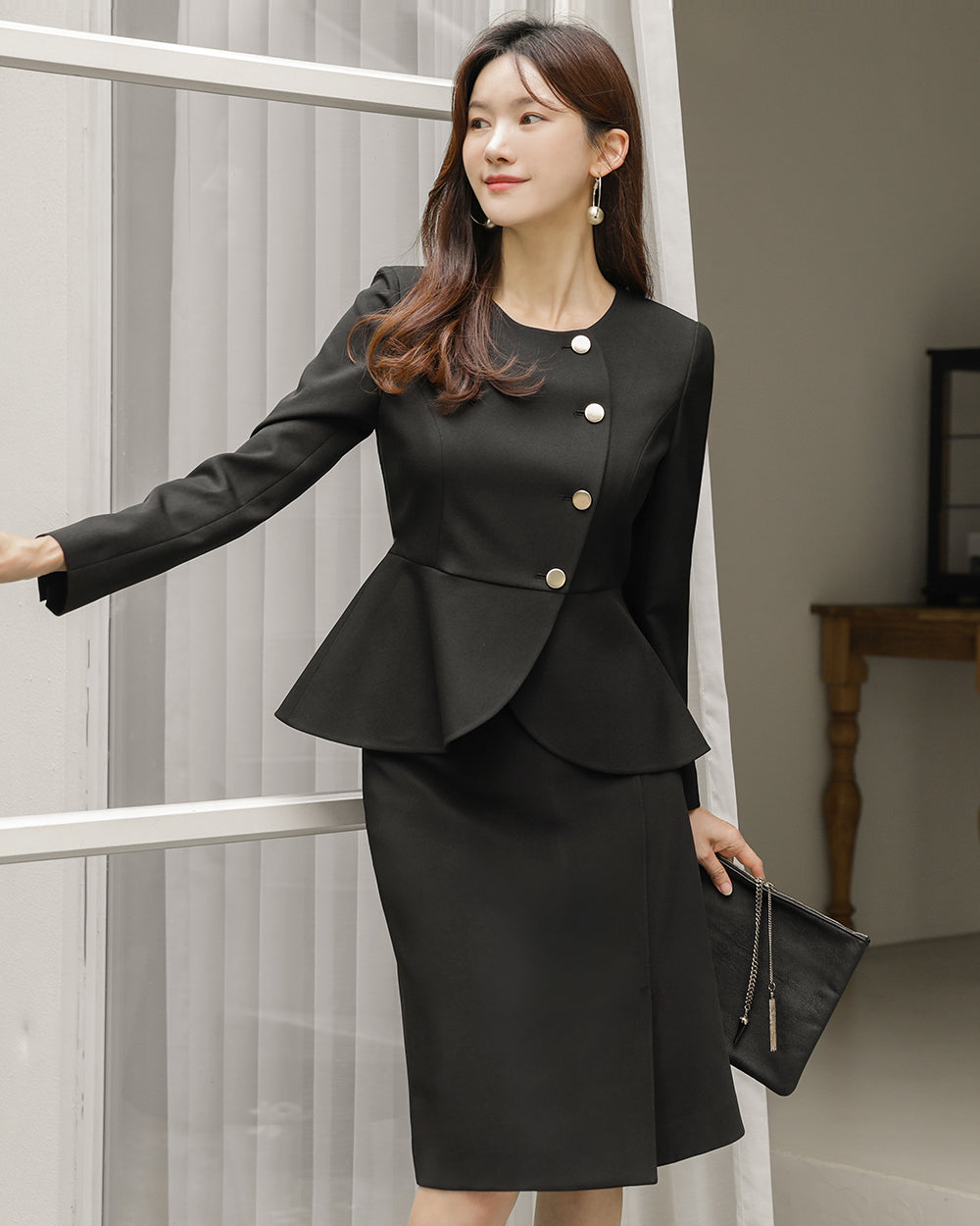 美容サロン制服skirts BLACK正面